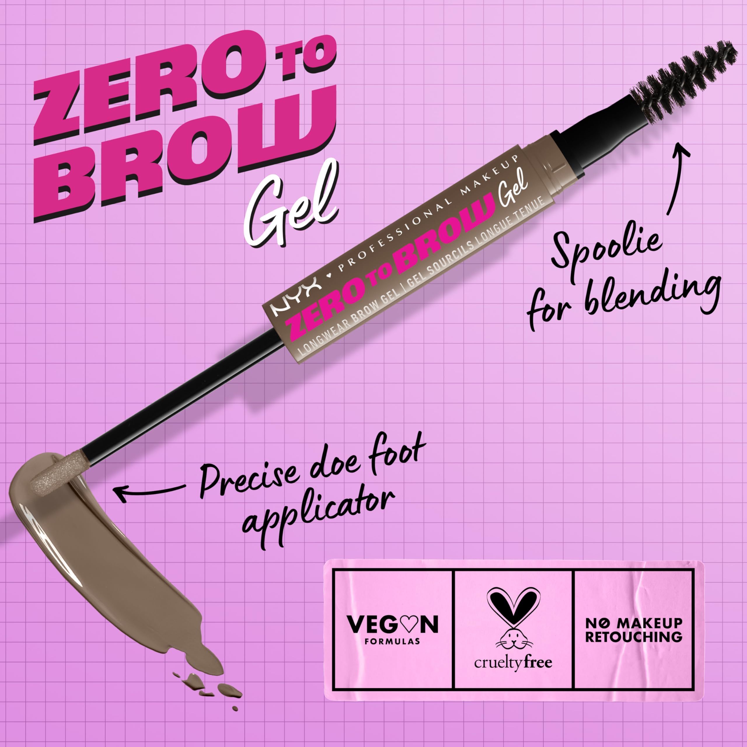NYX Zero to Brow spoolie blending to soften harsh lines for natural look