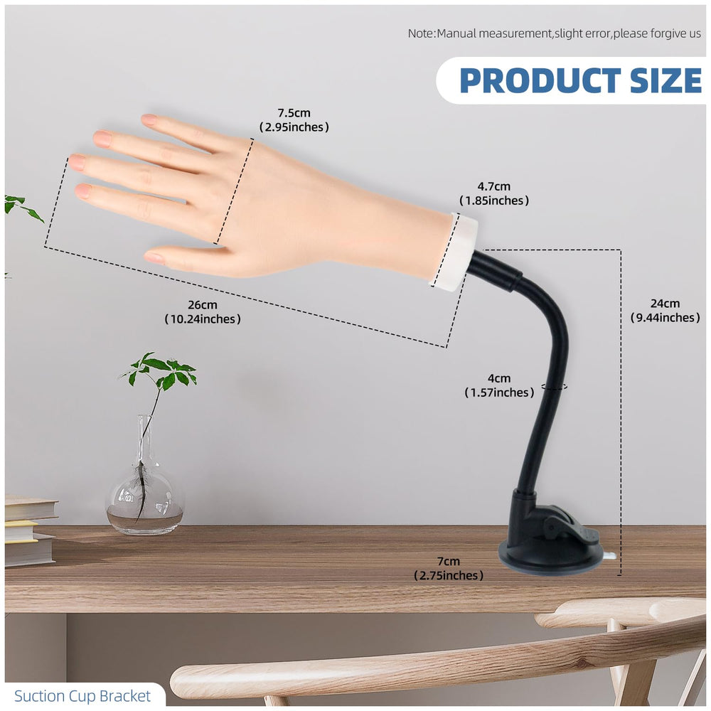 Nyxaphoralyn flexible fingers on training hand enable versatile nail art.