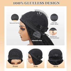 NZINZI kinky straight half wig adjustable drawstring cap for quick, secure fit