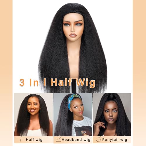 NZINZI kinky straight half wig close-up weft edge highlights seamless scalp-mimicking finish