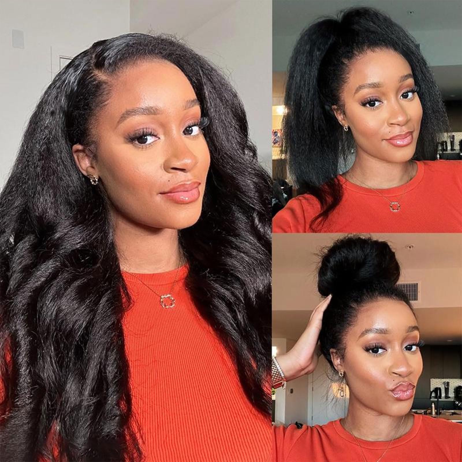 NZINZI kinky straight half wig easy installation for beginners in minutes