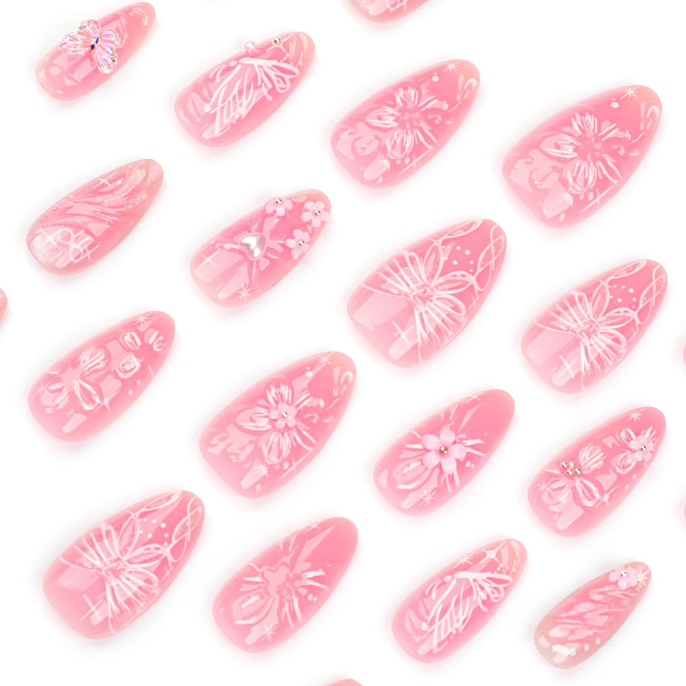 NZRAESTRS floral acrylic nails pink for spring and summer vibes