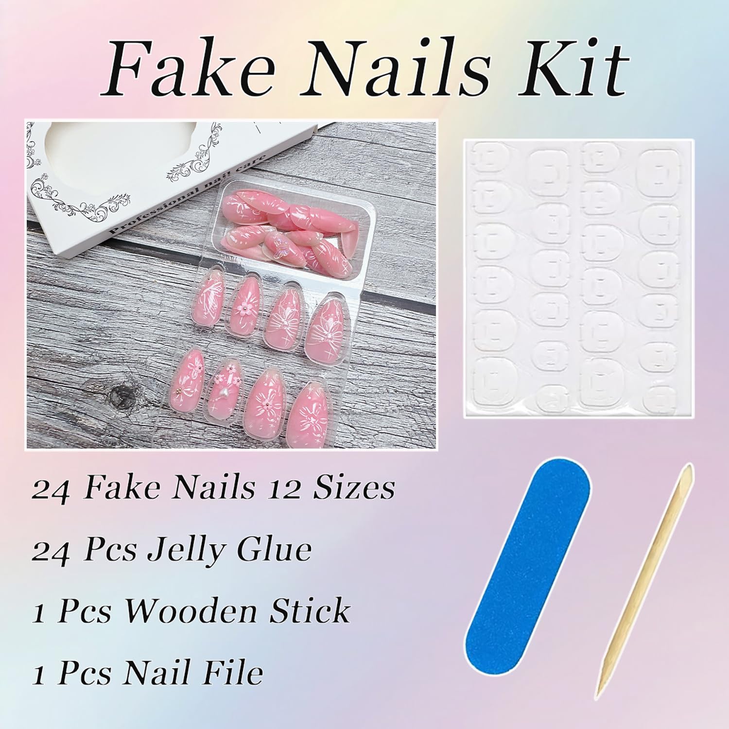 NZRAESTRS nail kit includes file and jelly stickers for DIY salon look