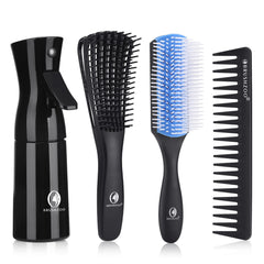 O BRUSHZOO hair brush set blue with spray bottle for quick detangling