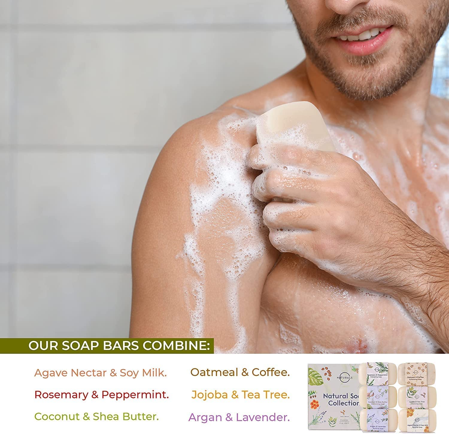 O NATURALS agave-soy-milk exfoliating bar showcases nourishing, smooth skin prep.