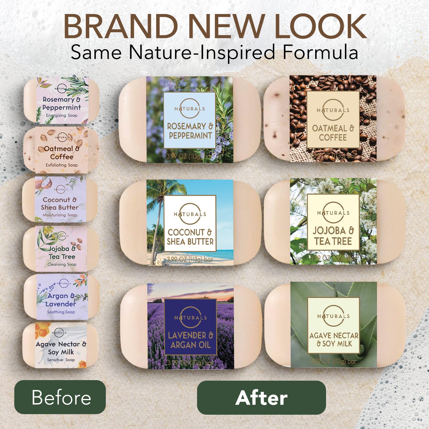 O NATURALS argan-lavender soap closeup emphasizes calming aroma and gentle nourishment.