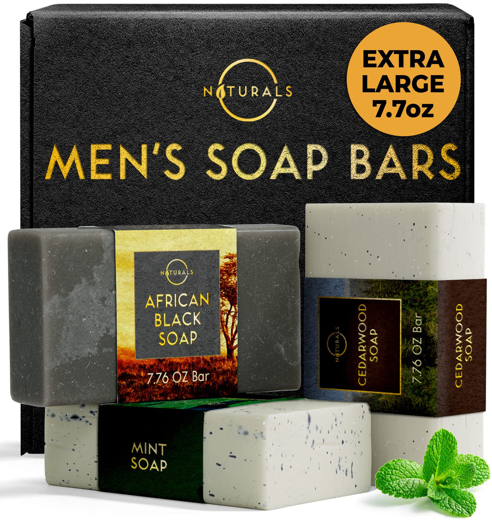 O Naturals bar soap African black image shows rich lather for deep cleansing.