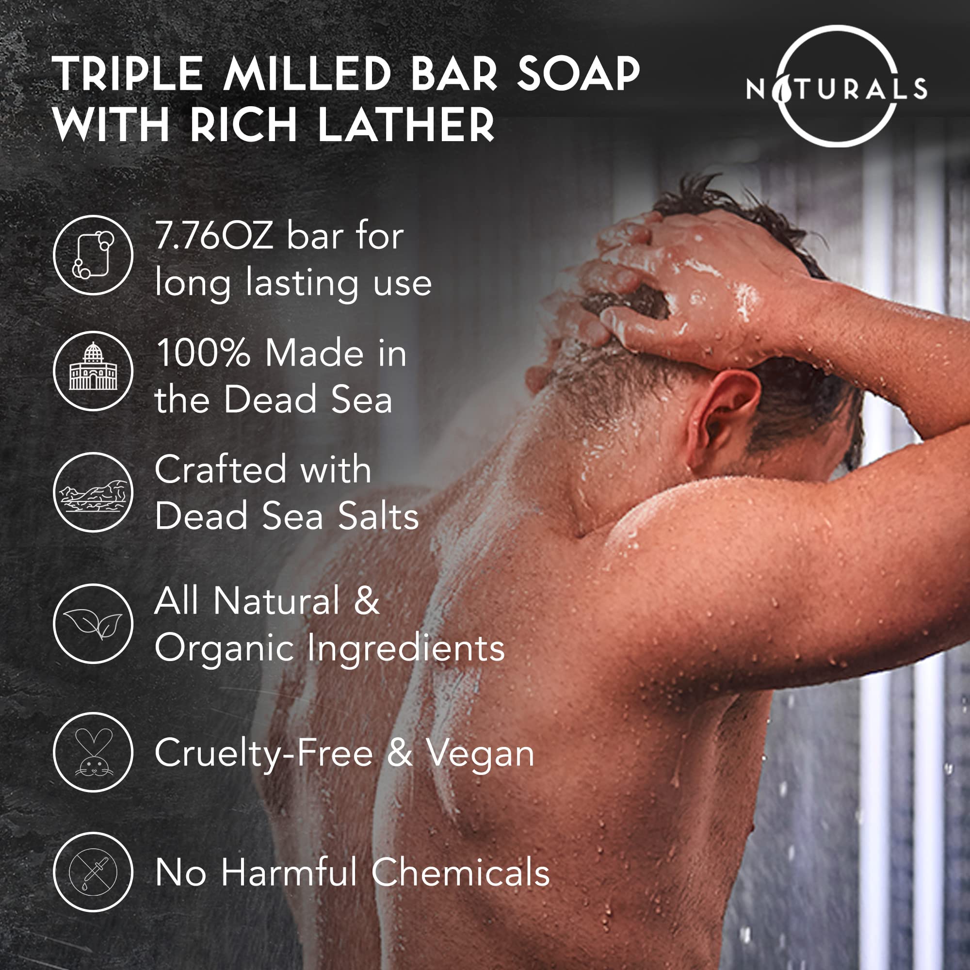 O Naturals triple-milled bar demonstrates long-lasting creamy lather for luxurious showers.