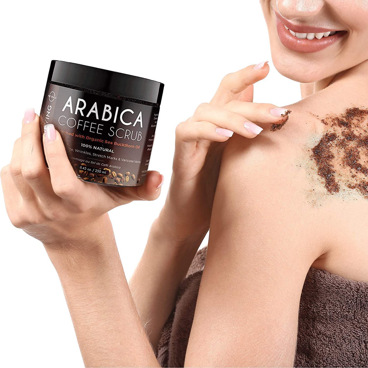 O Naturals coffee Arabica texture close-up for vibrant skin