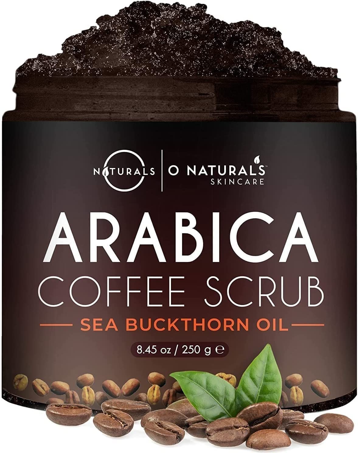 O Naturals exfoliating scrub jar with Dead Sea Salt for deep cleansing