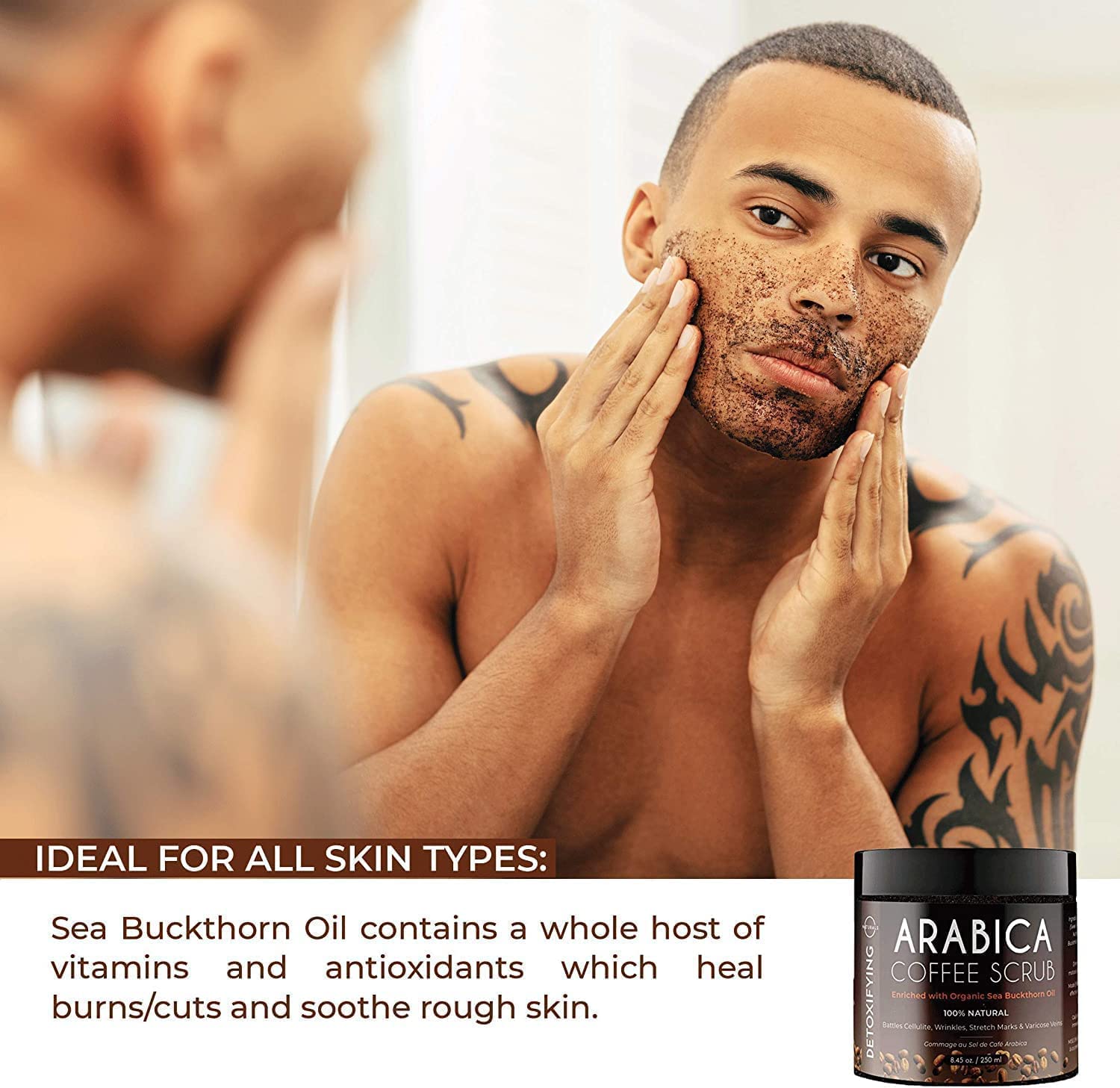 O Naturals scrub used on damp skin for a smoother feel