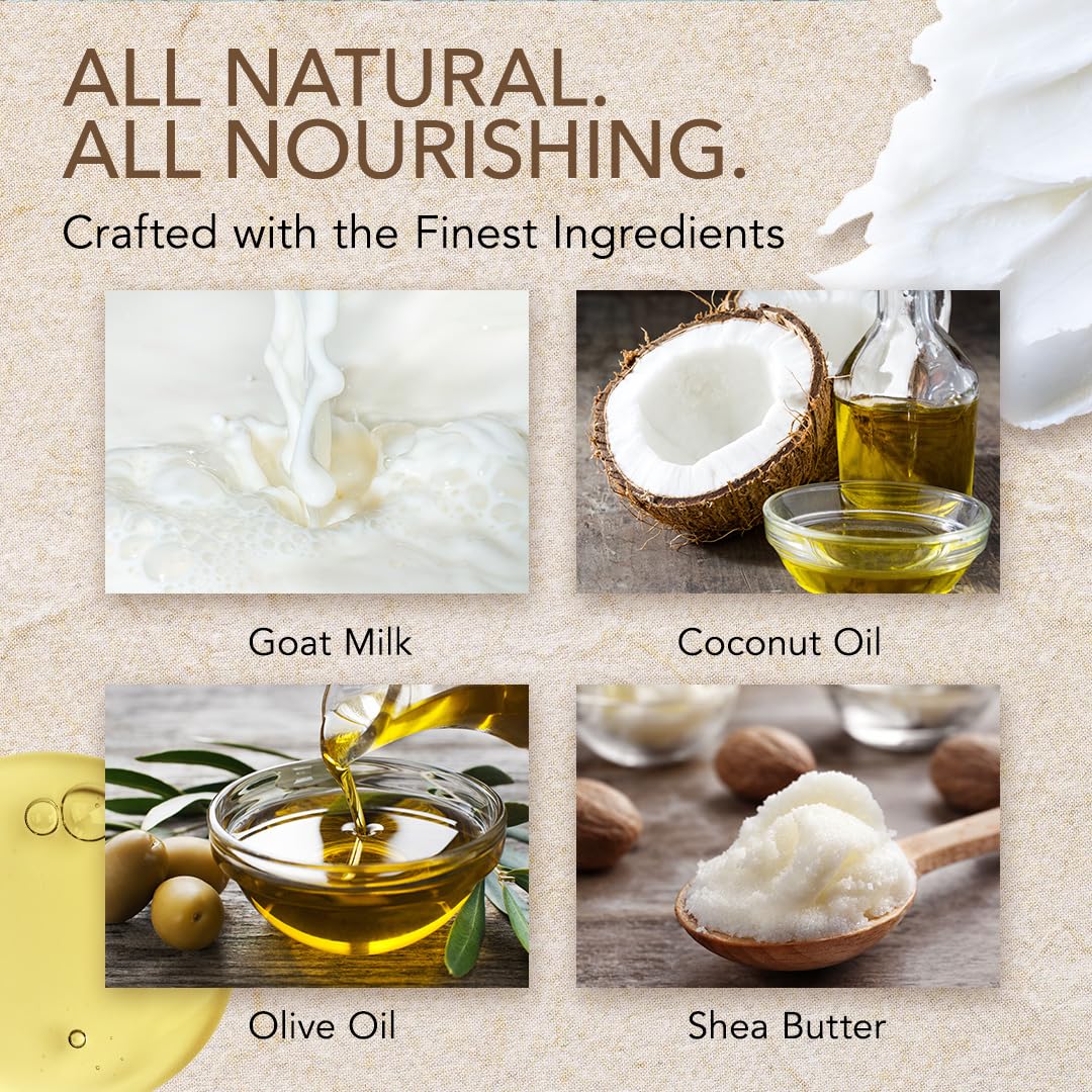 O Naturals triple-milled formula image shows even distribution of goat milk and oils for gentle cleanse.