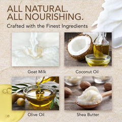 O Naturals triple-milled formula image shows even distribution of goat milk and oils for gentle cleanse.