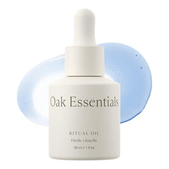 Oak Essentials Ritual Oil bottle angled for calming skincare routine