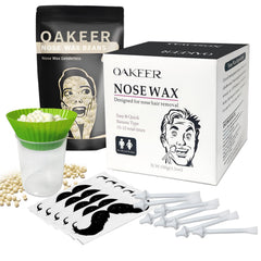 OAKEER nose wax kit box and contents ready for at-home grooming sessions