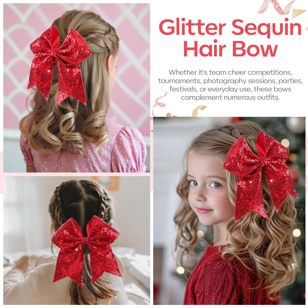 OAOLEER jumbo cheer bow clip secures pigtails during sports and parties.