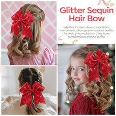 OAOLEER jumbo cheer bow clip secures pigtails during sports and parties.