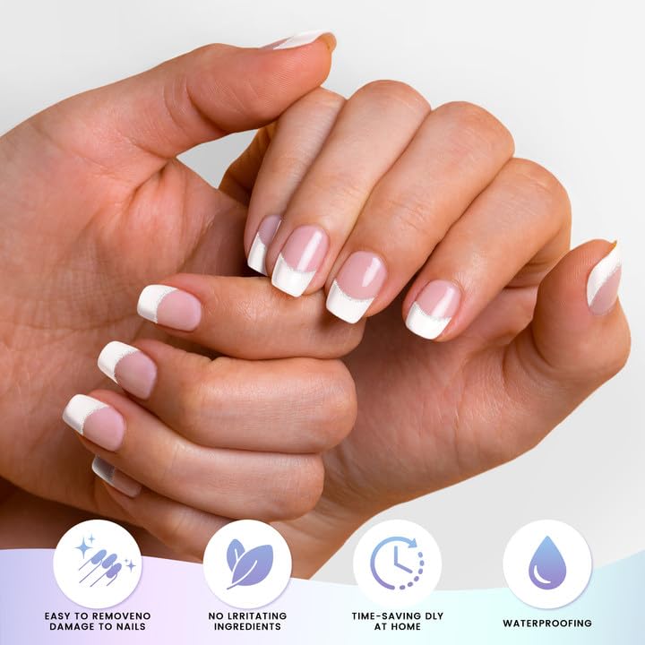 Oauee gel nail strips application step demonstrates simple prep and quick transfer.