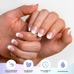 Oauee gel nail strips application step demonstrates simple prep and quick transfer.
