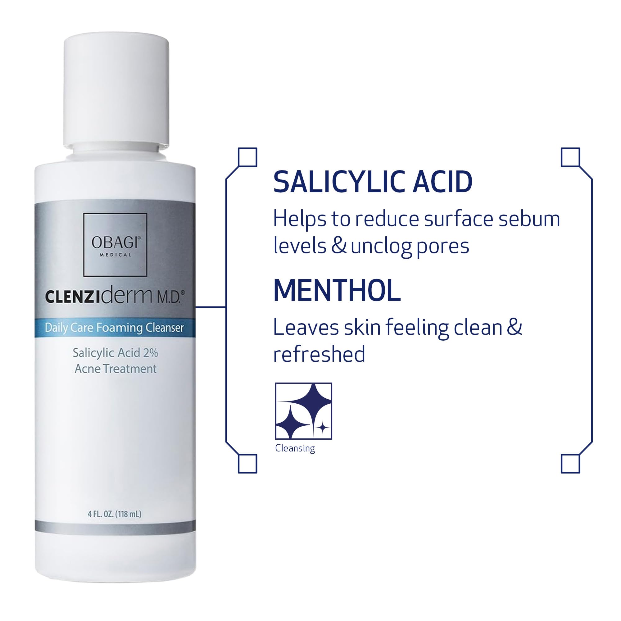 Obagi CLENZIderm M.D. cleansing routine on skin demonstrates refreshing wash for oily skin