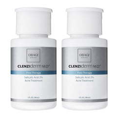 Obagi CLENZIderm MD Pore Therapy bottle close-up with 2% salicylic acid.