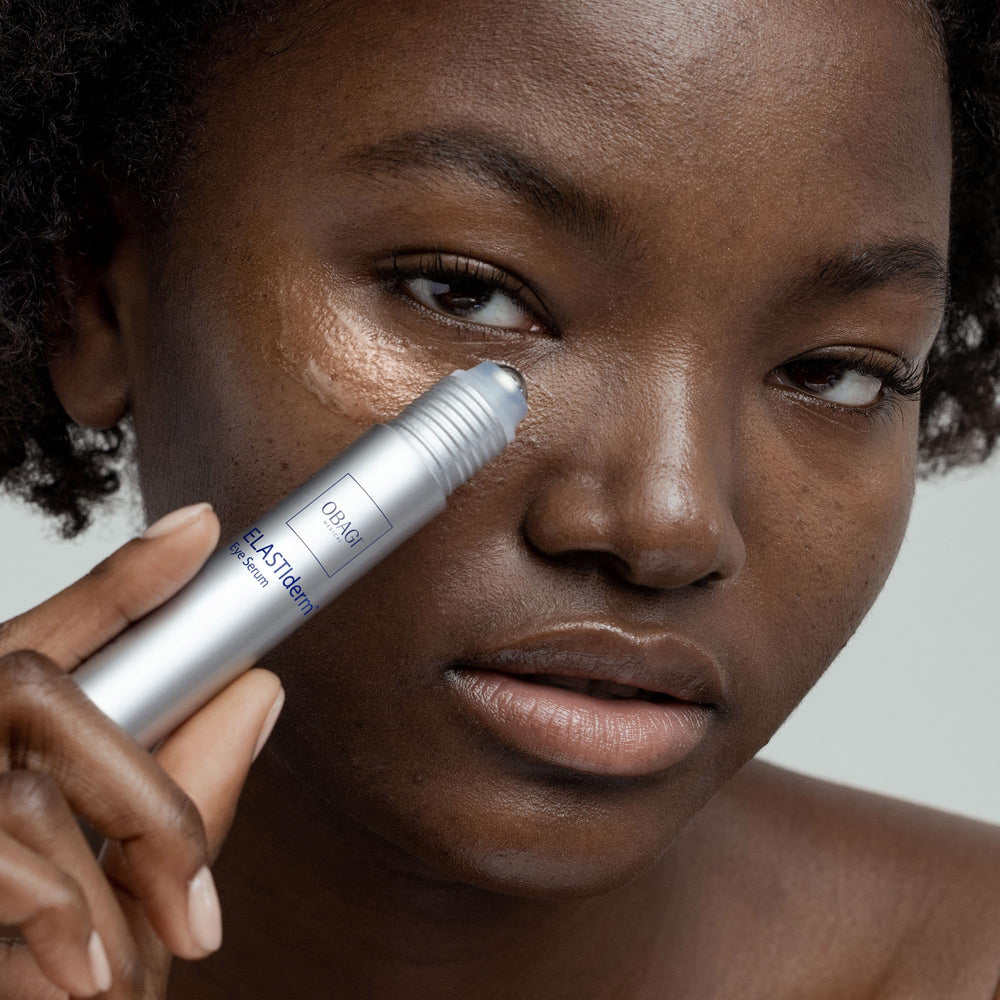 Obagi ELASTIderm Eye Serum cooling applicator tip delivers refreshed, awake-looking under-eye skin.
