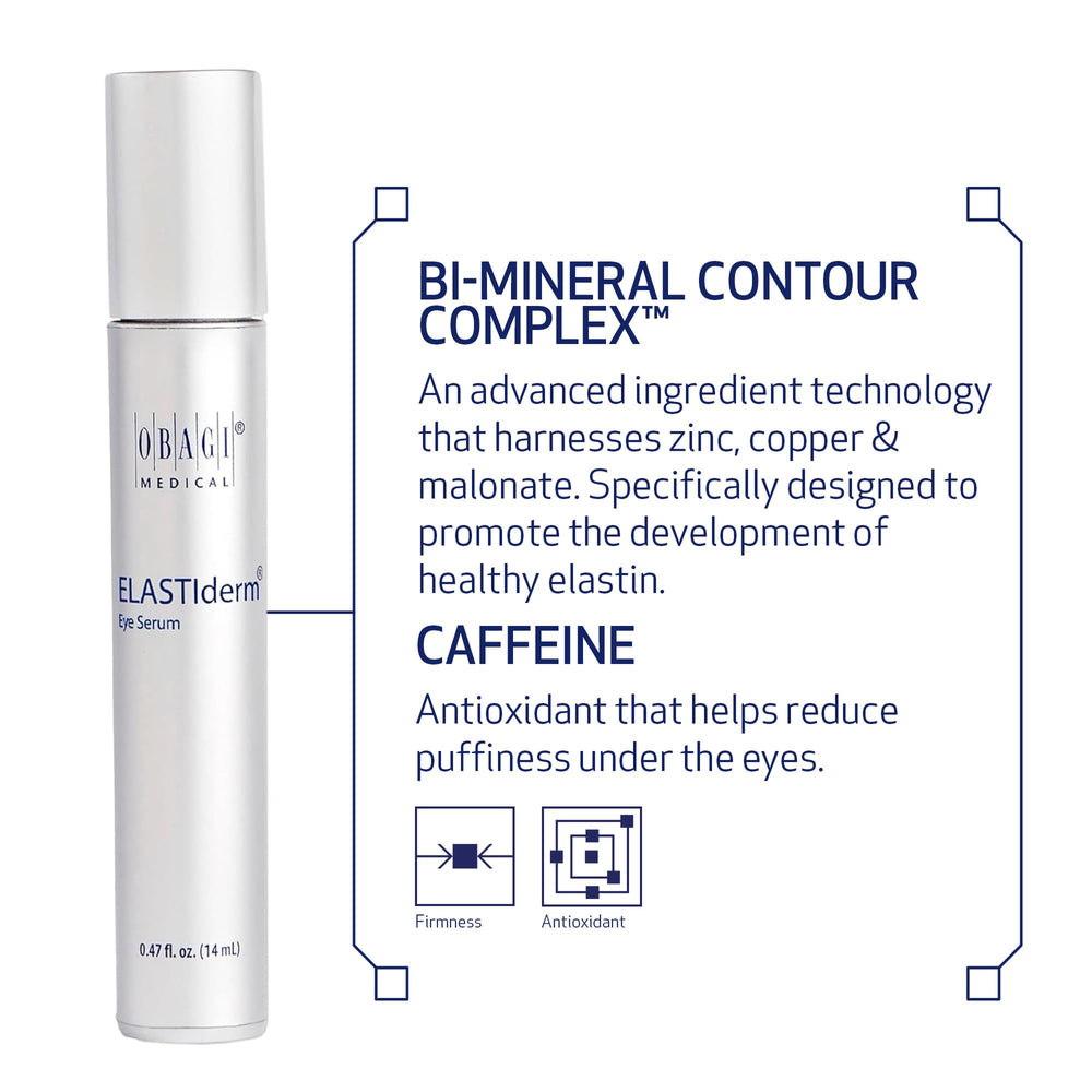 Obagi ELASTIderm Eye Serum texture swirl demonstrates hydration and elasticity potential.
