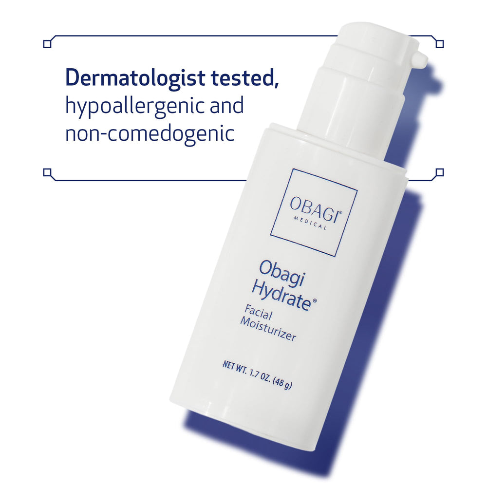 Obagi Hydrate jar closeup highlights creamy texture and rich moisturization