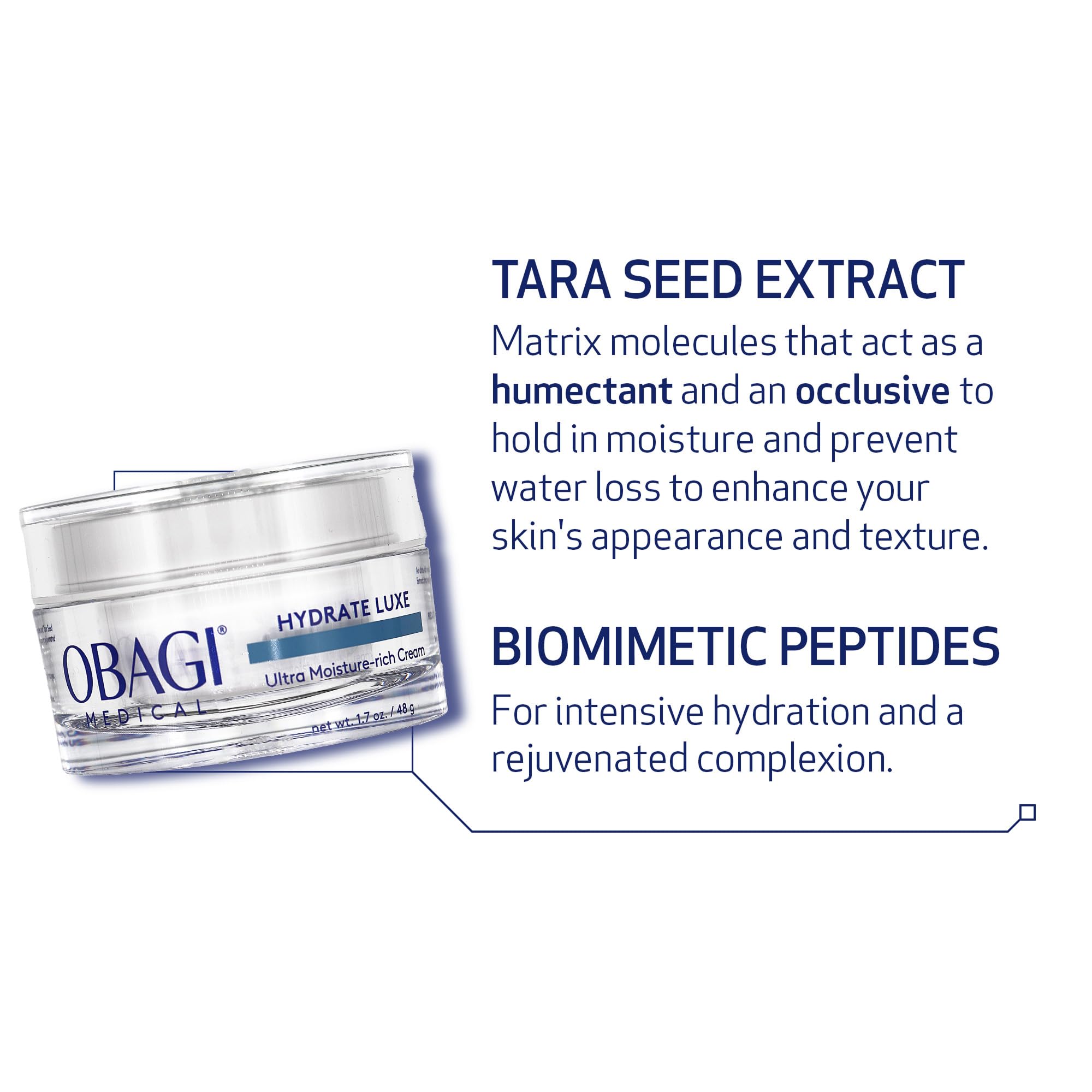Obagi Hydrate Luxe hypoallergenic formula portrayed for gentle care of sensitive skin