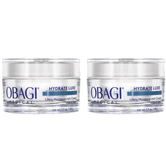 Obagi Hydrate Luxe night cream tub closeup showing rich texture for deep nighttime hydration.
