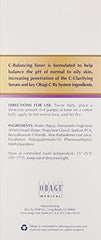 Closeup of Obagi Medical C-Balancing Toner label highlighting alcohol-free formula