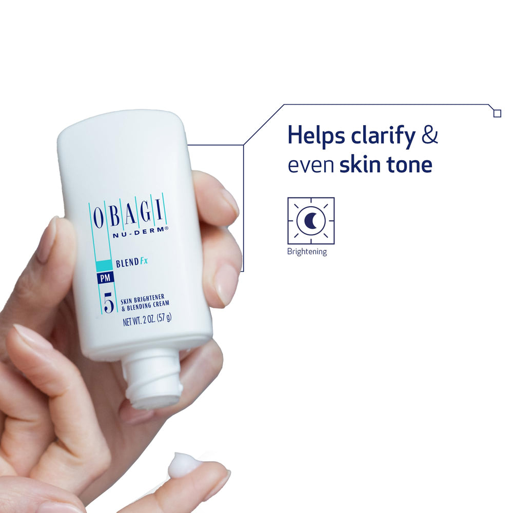 Obagi Medical Nu-Derm Blend Fx jar conveys premium cream texture for smoothing skin.