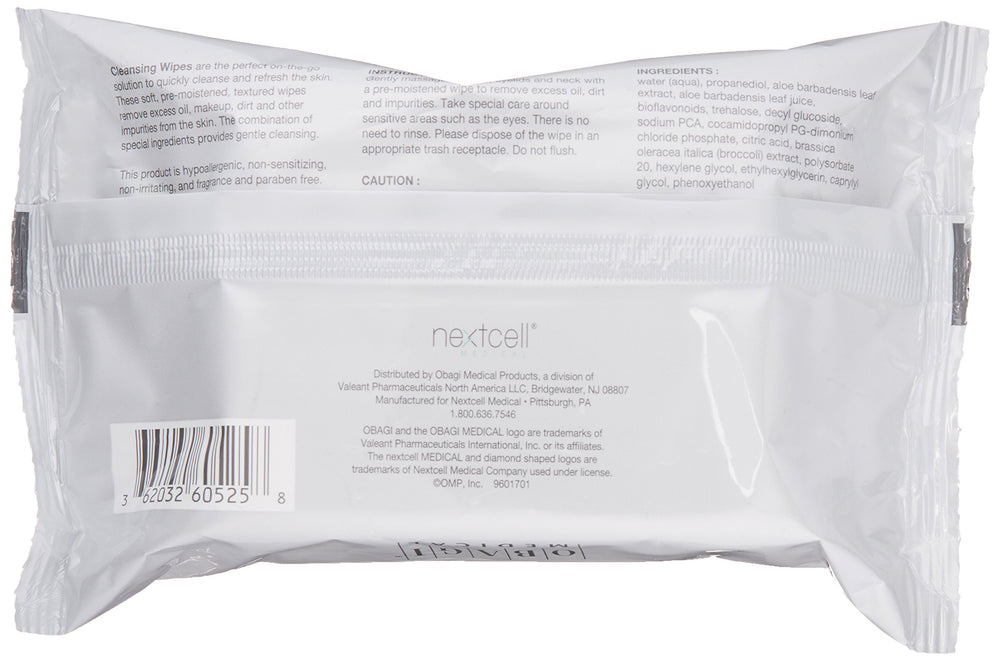 Obagi Medical On the Go Wipes textured wipe for gentle cleansing.