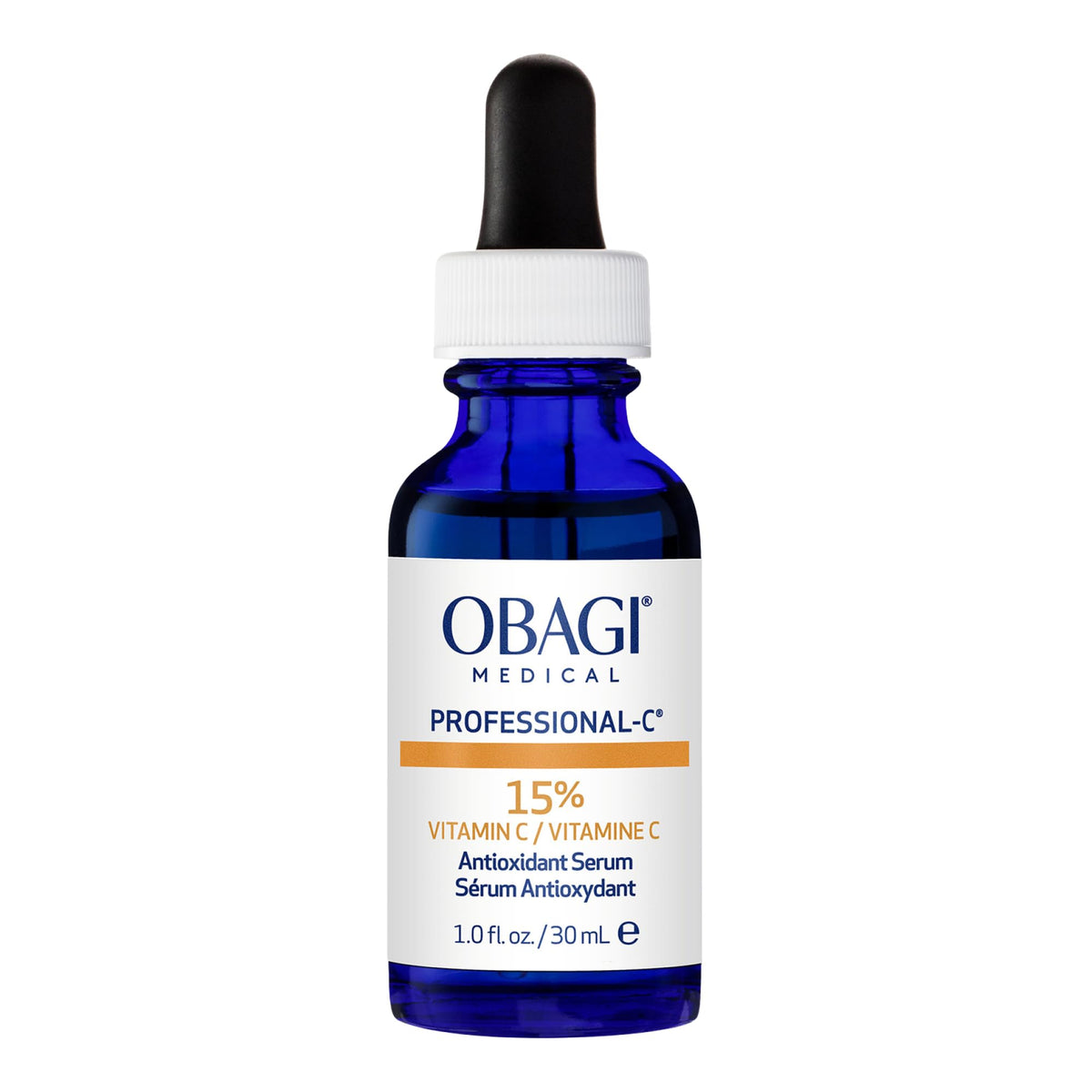 Obagi Medical Professional-C 15% serum bottle closeup for brightening routine