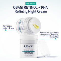 Obagi Medical Retinol + PHA Refining Night Cream jar showing premium texture and renewal potential