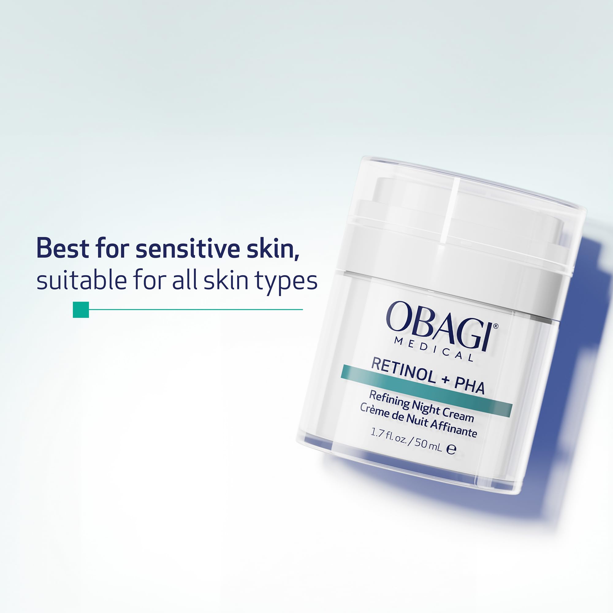 Obagi Medical Retinol + PHA Refining Night Cream texture closeup highlights silky consistency