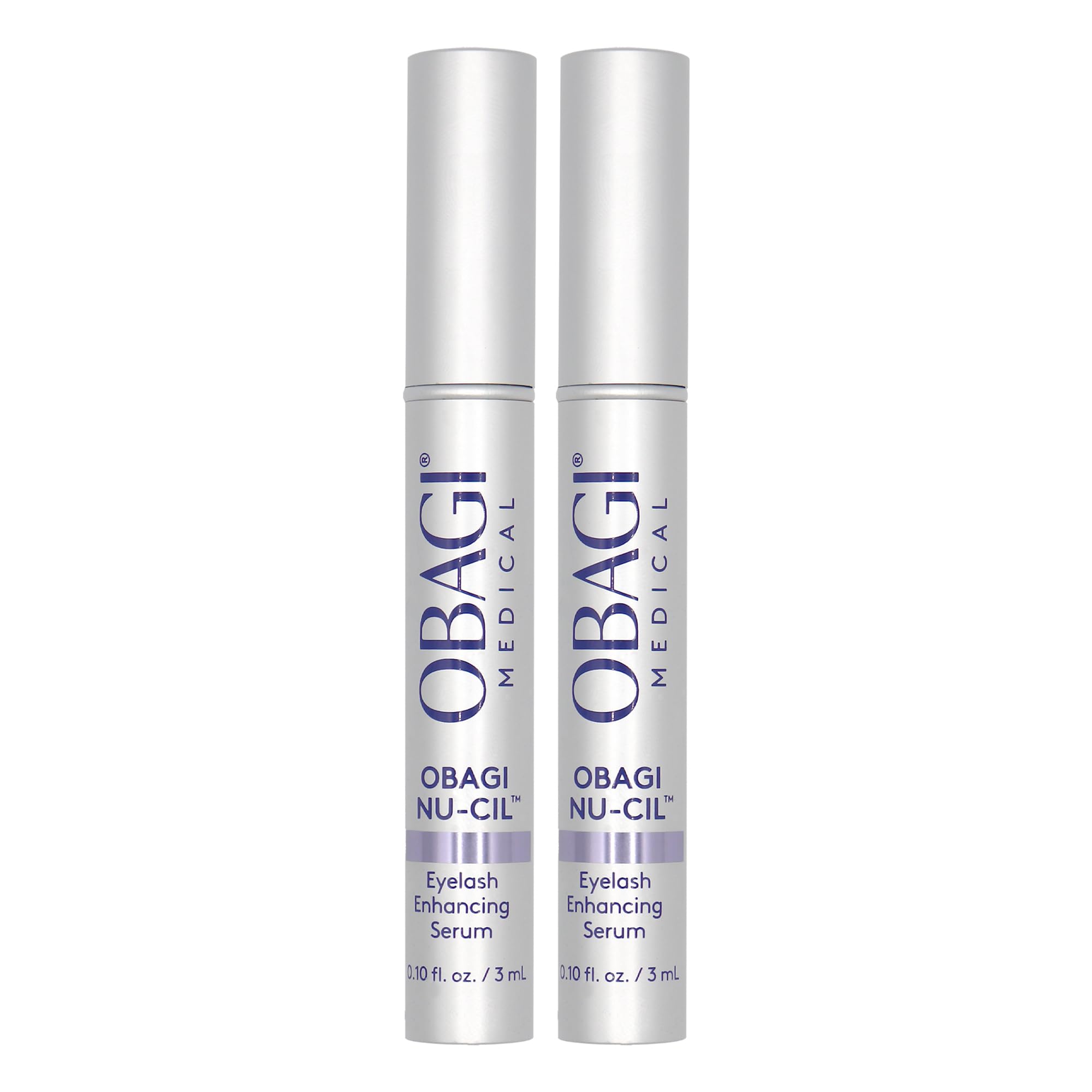 Obagi Nu-Cil serum bottle close-up showing premium lash care formula.