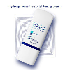 Obagi Nu-Derm Blend Fx brightening cream close-up shows rich texture aimed at evening skin tone.