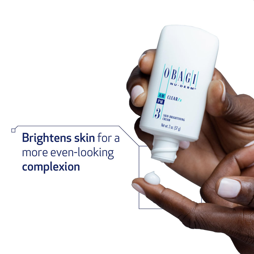 Obagi Nu-Derm Clear Fx cream swirl on hand shows smooth texture and gentle exfoliation.