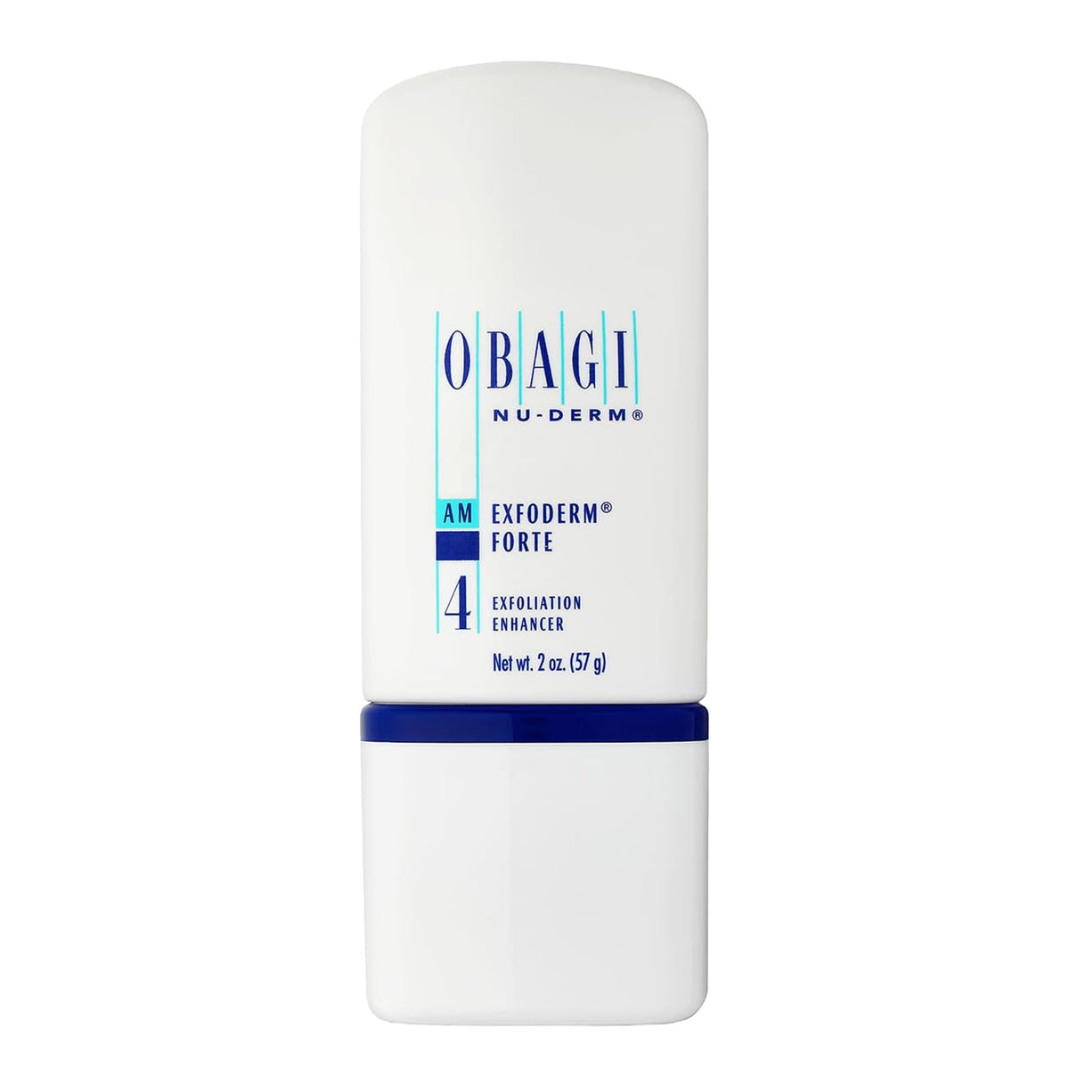 Obagi Nu-Derm Exfoderm Forte bottle closeup showing premium exfoliation for smoother skin