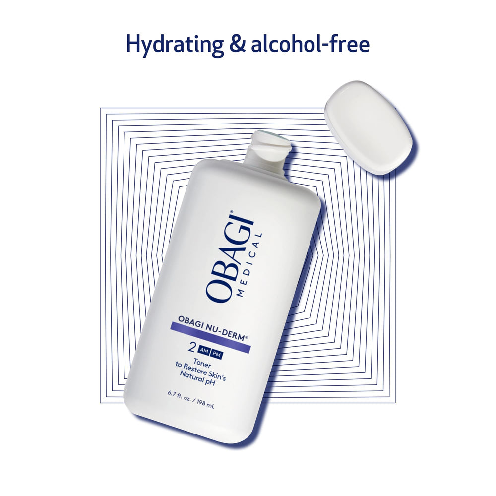 Obagi Nu-Derm Face Toner Aloe Vera illustration—soothing, non-drying hydration.