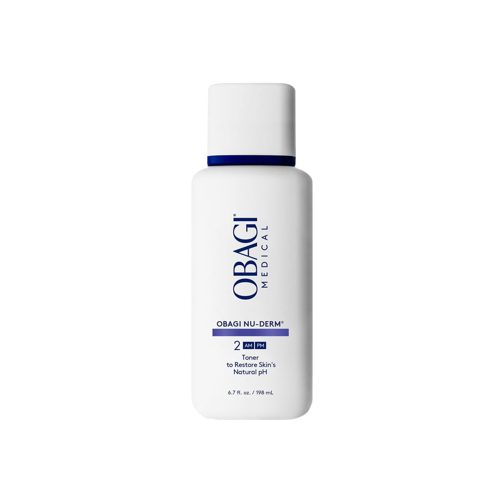 Obagi Nu-Derm Face Toner bottle—alcohol-free cleanse to balance skin and prep for routine.