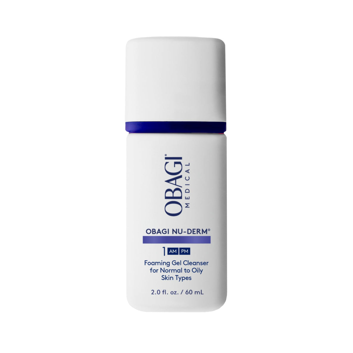 Obagi Nu-Derm Foaming Gel bottle for gentle daily cleansing on oily skin.