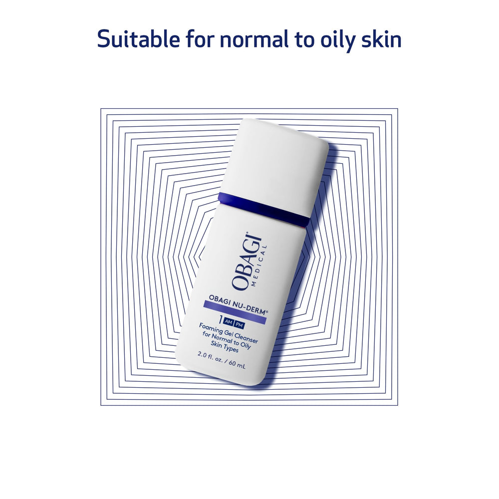 Obagi Nu-Derm Foaming Gel creates soft froth for gentle cleansing.