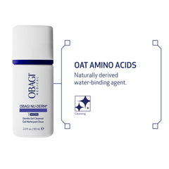 Application scene of Obagi Nu-Derm Gentle Cleanser showing rinse-away cleansing action.