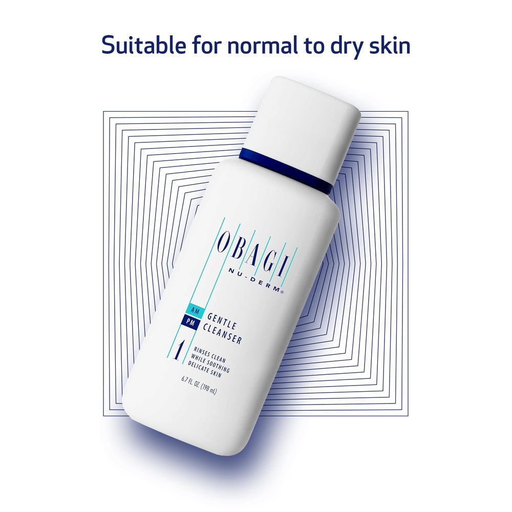 Obagi Nu-Derm Gentle Cleanser applied during routine signals clean, refreshed skin