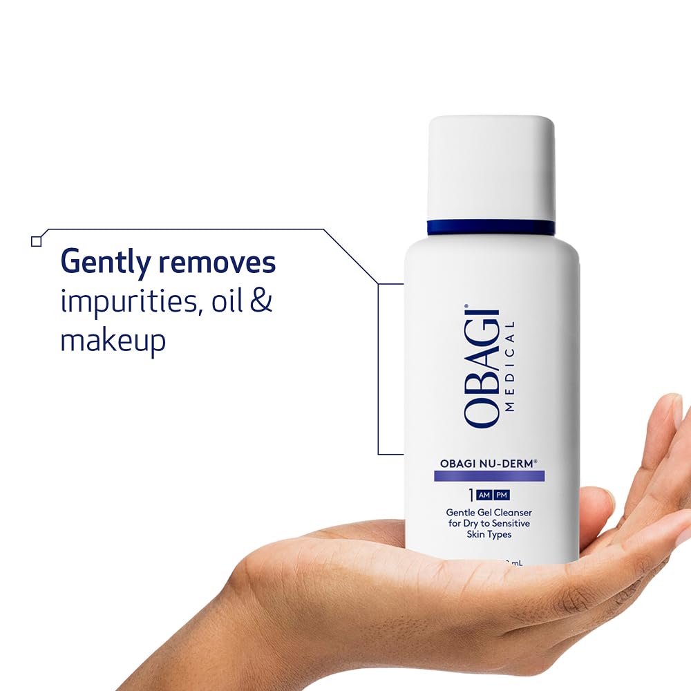 Obagi Nu-Derm Gentle Cleanser foam texture suggesting gentle cleansing.