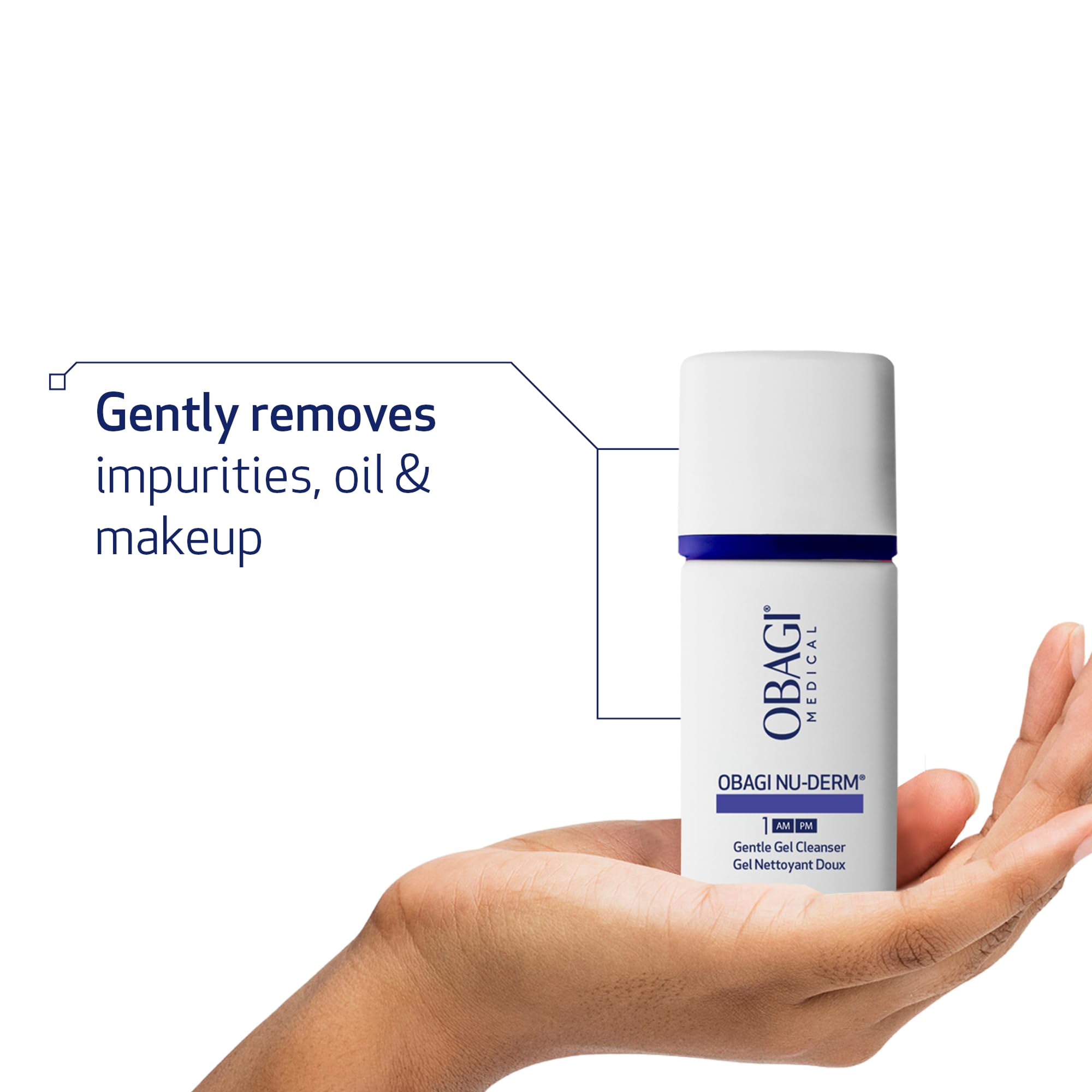 Obagi Nu-Derm Gentle Cleanser travel-size packaging ready for on-the-go skincare.