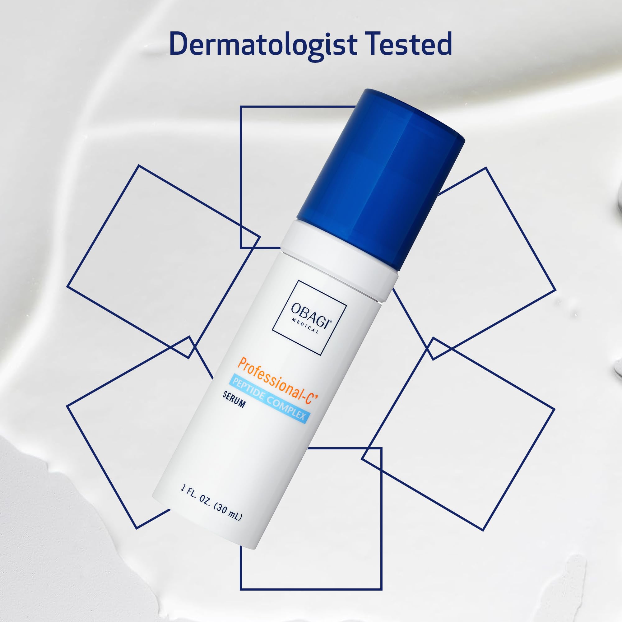 Obagi Peptide Complex texture close-up illustrating smooth, fast-absorbing formula