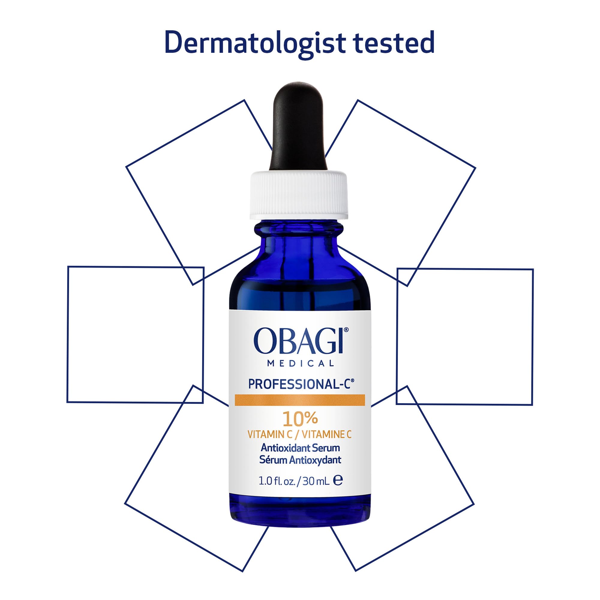Obagi side-view bottle suggests daily brightening and protection routine